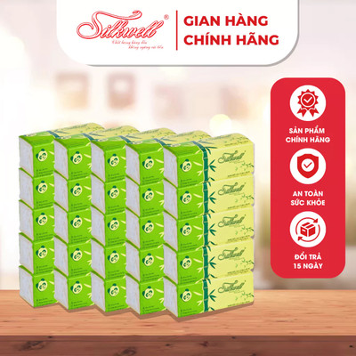 Combo 36 Giấy ăn gấu trúc Silkwell 160 tờ 3 lớp siêu dai không tẩy trắng hàng chính hãng
