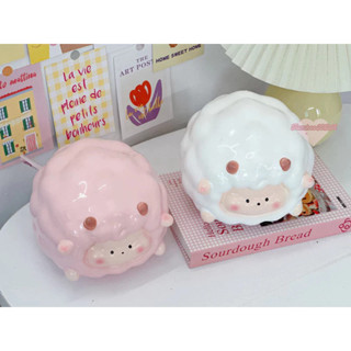  Heo đất tiết kiệm Cừu Mây Bông  C15xD20xR16  đáng yêu | quà tặng trang trí lợn đất Tiệm Heo Soda 