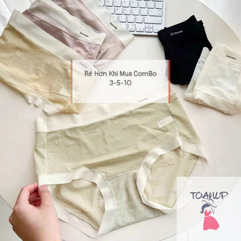 set 10 Quần lót su đúc mịn cạp vừa họa tiết in chữ hoa xinh x