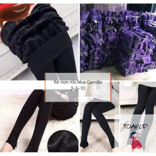   35-55kg Quần legging nữ lót lông dày dặn mặc siêu ấm   túi tím  