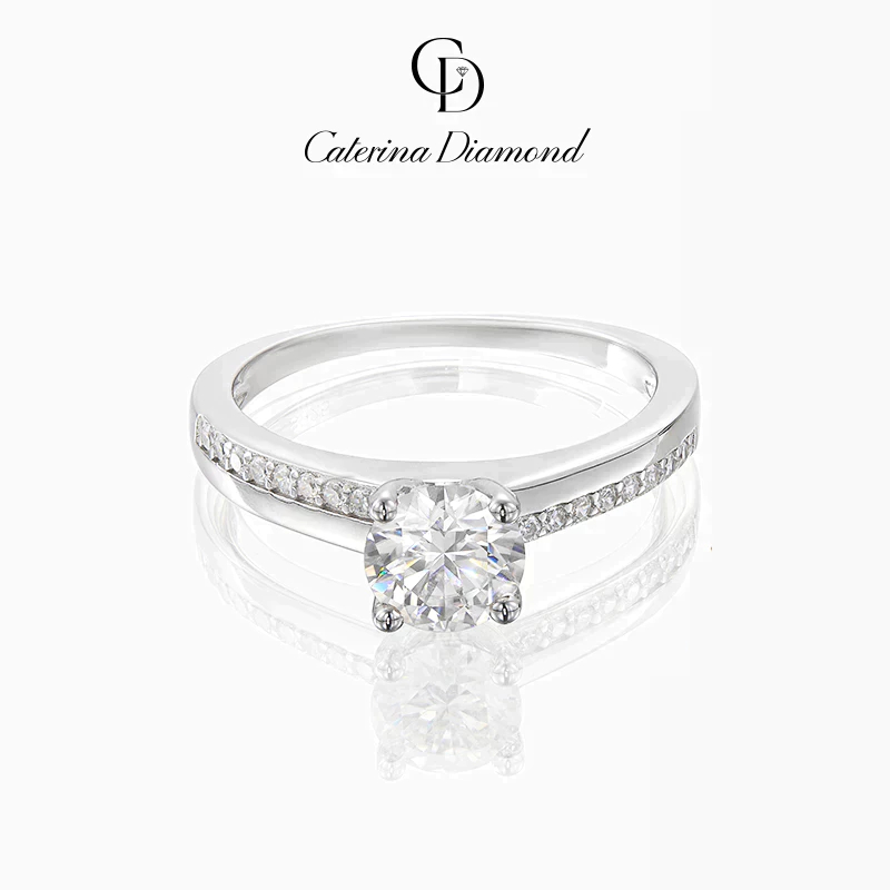 Nhẫn kim cương Moissanite 0,8 Carat Caterina Diamond Solitaire Pavéproposal DR017