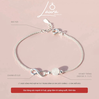  Lắc tay bạc nữ vô cực Laura Jewelry Vòng 925 mix đá phong thuỷ tinh tế dễ thương Đá Tròn Vô Cực Vòng Tay Quà Tặng 551 