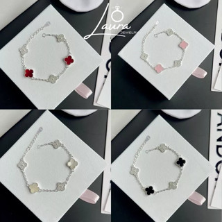  Lắc tay bạc Laura Jewelry vòng tay nữ mặt cỏ 4 lá may mắn phụ kiện thời trang đơn giản tinh tế LJ0242L 