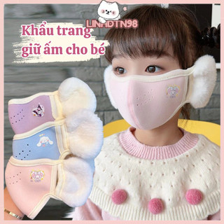 Khẩu Trang Dành Cho Trẻ Em Kèm Bịt Tai Giữ Ấm Mùa Đông, Chống Lạnh Gió Thoáng Khí Dành Cho Bé