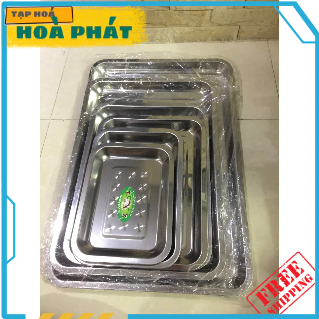 Khay Chữ Nhật Cạn Inox Đa Kích Thướt.