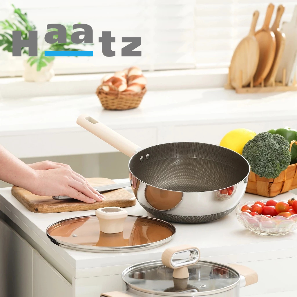 Chảo siêu chống dính Haatz Titanium Aura sâu lòng inox 316 đáy 7 lớp phủ chống dính titanium - LARVA