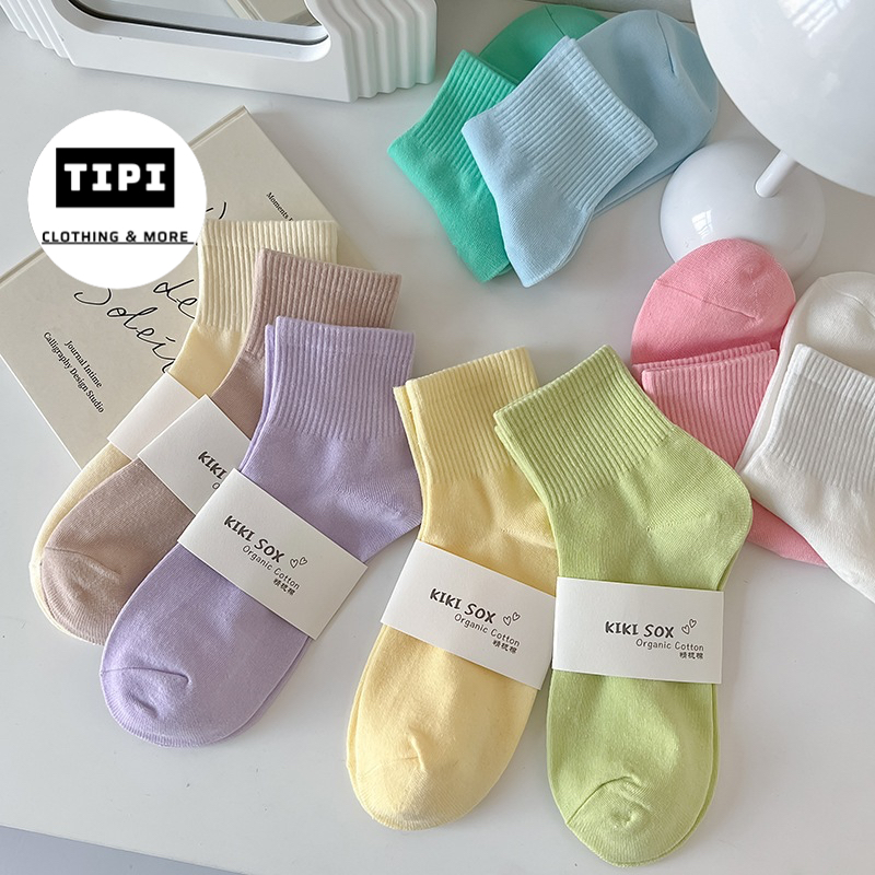 Tất ngắn cổ cao cấp gân vintage nhiều màu H2