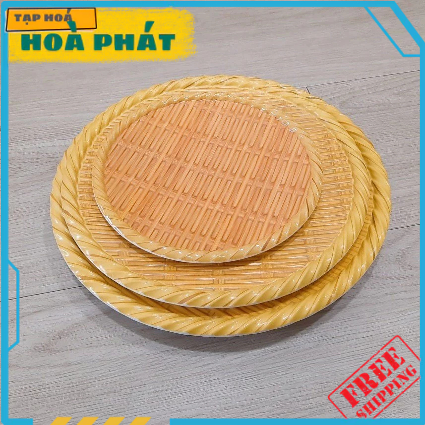 Đĩa / Mẹt Nhựa Giả Mây Mẹt Tre Tròn Nhiều Size - Mẹt Nhựa Đựng Bún Đậu Fataco