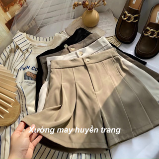 Quần short nữ cạp cao lưng thun ống rộng mỏng ngoài xếp ly giản dị M306