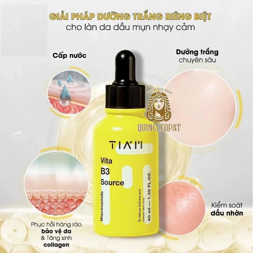 Serum Tiam Tinh Chất Dưỡng Trắng Da, Giảm Thâm Nám, Phục Hồi Da Sau Mụn Tiam Vita B3 Source Serum 40