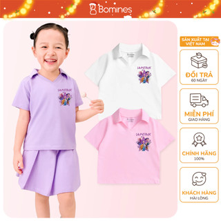 Áo bé gái Huntrix Bomines, Áo croptop tay ngắn có cổ cho bé gái 4-14 tuổi 14-40kg ATNBKP