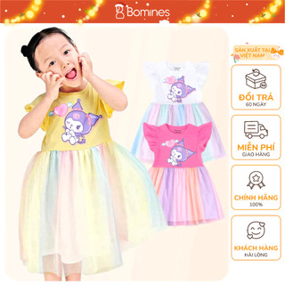  Váy bé gái Kuromi Bomines Đầm phối lưới cầu vồng Sanrio Váy dự tiệc cho bé gái từ 2-12 tuổi 10-36kg DTBL7MKUROMI 
