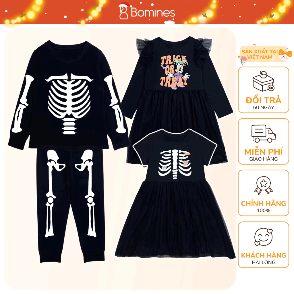  Đồ bộ hoá trang Halloween màu đen cho bé trai bé gái. Váy bé gái Halloween Labubu Kuromi 12- 36kg HLW 