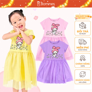  Váy bé gái My Melody Bomines đầm hoạt hình My Melody phối lưới mềm mịn 2- 12 tuổi 8kg - 36kg DTNLUOIMELODYHOA 