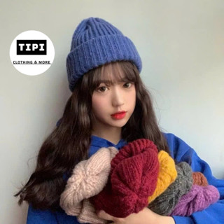 Mũ len dày sợi sọc nổi màu trơn vintage trend mùa đông 2026 P4-D3