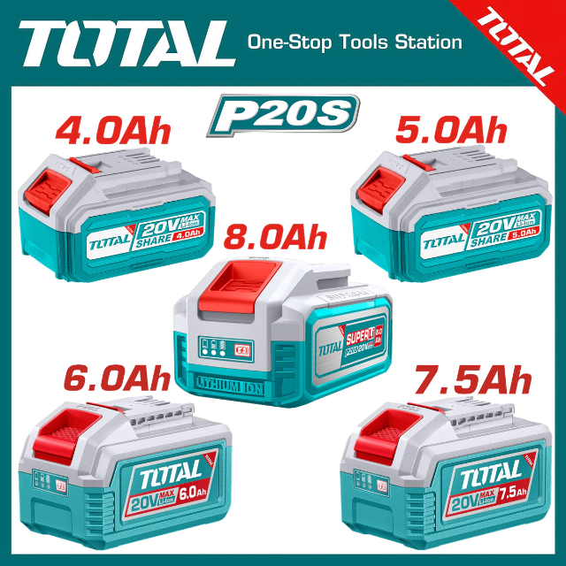 Pin 20V/2.0Ah - 4.0Ah -6.0Ah-8.0Ah TOTAL TFBLI20011/TFBLI20021/TFBLI2108/TFBLI2060