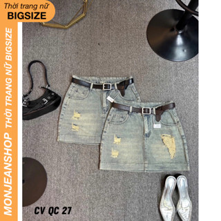  Chân váy jean ngắn Bigsize 55-90kg phối rách trẻ trung tôn dáng   quần bảo hộ lót jean   QC27 