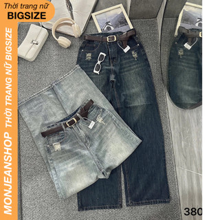  Quần dài Jean nữ Bigsize 55-90kg rách nhẹ túi trước đơn giản Ms380 