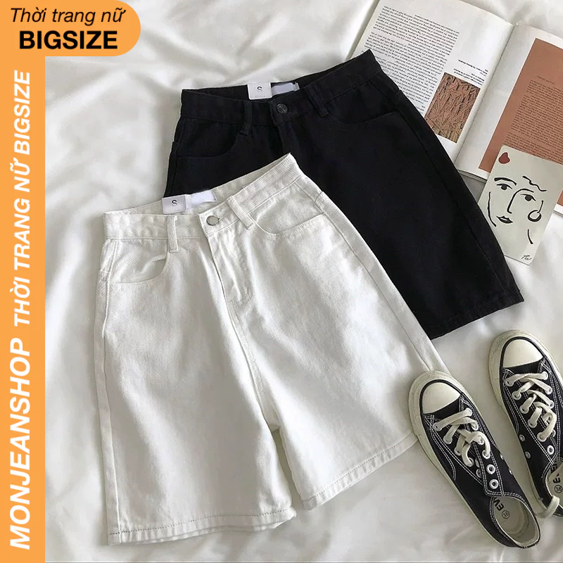 Quần Ngố Jean Nữ Bigsize Lưng Cao Form Suông Trơn Đơn Giản Dễ Phối Đồ Ms471 | BigBuy360 - bigbuy360.vn