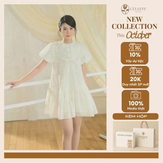   ĐỘC QUYỀN-LIMITED  - Váy Babydoll tiểu thư CÉLESTE váy thiết kế nữ sang chảnh Suri Dress Dáng Ngắn Suông Tay Bồng 