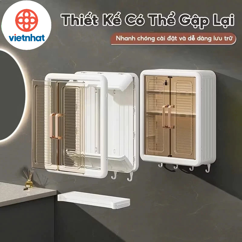 Tủ đựng đồ dán tường jnochj có cửa cánh chống nước, tủ để đồ nhà tắm, đựng đồ nhà bếp tiện lợi 7678
