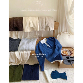  109cm  sẵn một số màu  Áo len cardigan cúc nhỏ bọc vải mùa đông ấm áp 
