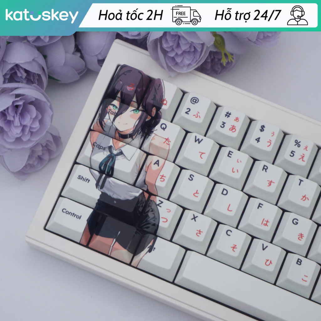 Keycap Reze Quỷ Bom, PBT Cherry Profile, Nút Bàn Phím Cơ Giá Rẻ cho Rapid Trigger, Fullsize TKL