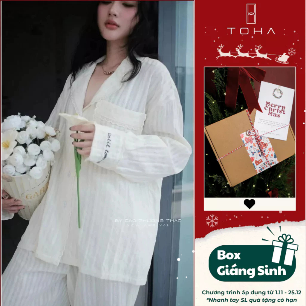   BEST SELLER  Toha Homewear Bộ Đồ Ngủ Kẻ Sọc Pijama Nữ Form Siêu Rộng Thoải Mái Until Tomorrow 