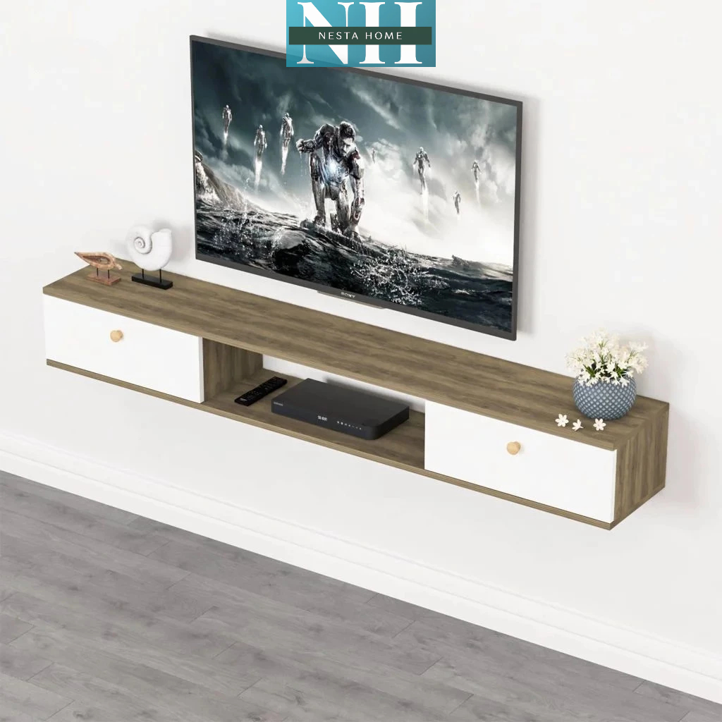 Kệ TIVI treo tường 2 ngăn hiện đại thông minh tiết kiệm diện tích , thương hiệu NESTA HOME - NH188
