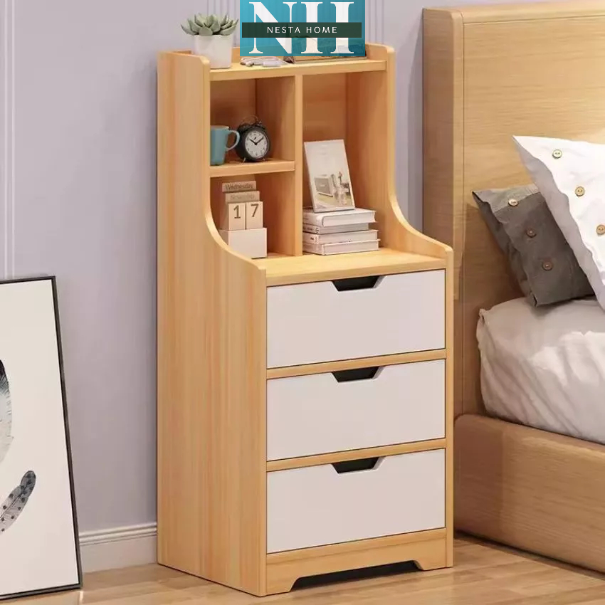 Tủ đầu giường để sách và vật dụng tiện lợi gỗ MDF lõi xanh, thương hiệu NESTA HOME - NH225