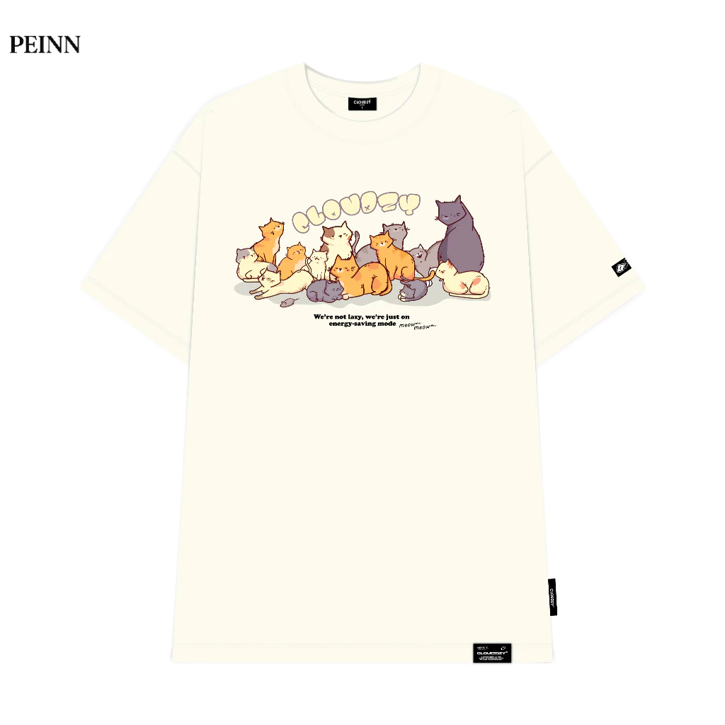 [Peinn] Áo phông nữ nam unisex tay lỡ thun localbrand form rộng cổ tròn oversize cotton CLOUDZY TH Á