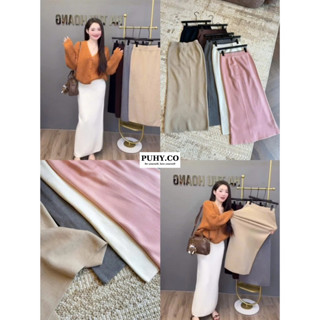  Dài 90cm-Chân váy len dáng dài cạp chun-ảnh thật PUHY.CO 