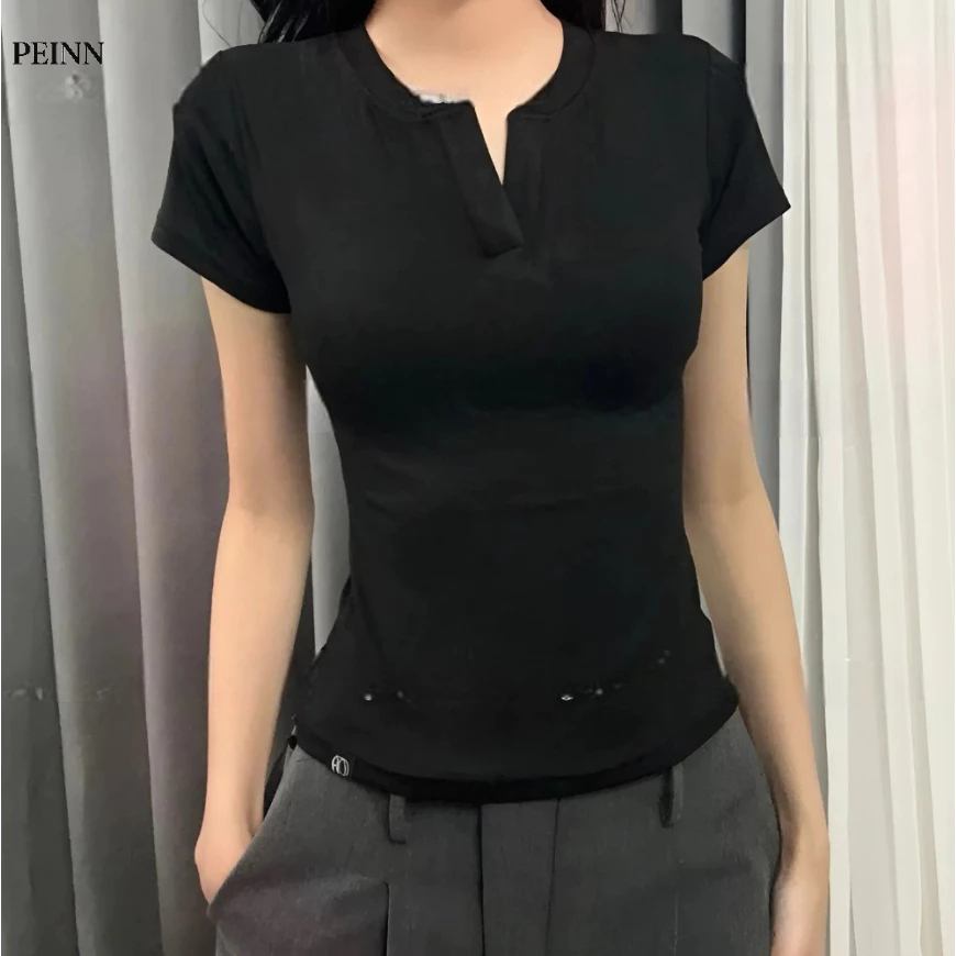 [Peinn] Áo thun FA1-0018-72 cổ trụ tàu ôm body cotton E44