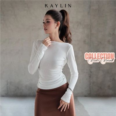 Áo kiểu KAYLIN cổ thuyền lưng hở phối ren chất vải thun nhung co giãn phong cách gợi cảm BST Tháng 11.2025 - N2408