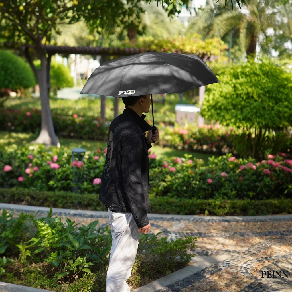 [Peinn]Dù tự động gấp gọn Nason Umbrella Chagoi cán gỗ hiếm, khắc tên, logo dát vàng, che nắng che m