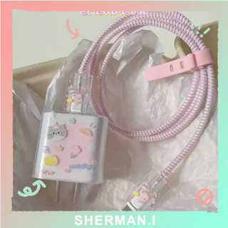 【sherman.i】Vỏ bảo vệ bộ sạc 5 trong 1 Silicone mềm Hoạt hình Chống gập trong suốt phù hợp với IP 20W-SN