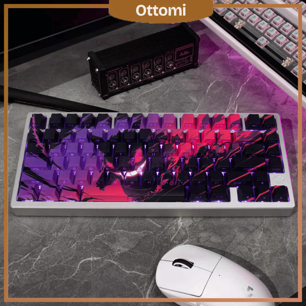 Keycap Pokémon Gengar Bóng Ma Nghịch Ngợm, Xuyên LED Cực Đẹp, Keycap Cherry, PBT Dày Doubeshot