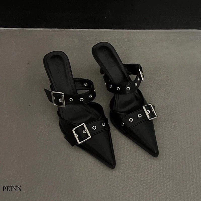 [Peinn] Bibi55 - Giày cao gót mũi nhọn phong cách Âu Mỹ thời trang cho nữ - PHỐI KHÓA JEAN CAO 7 CM 