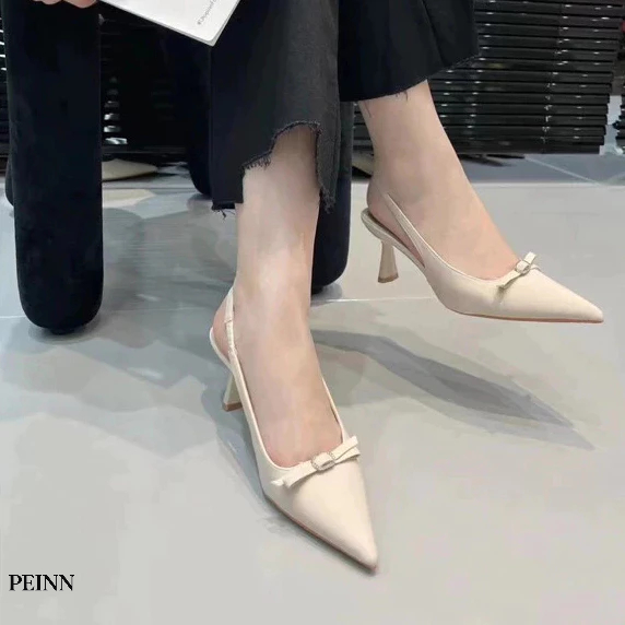 [Peinn] Giày cao gót nữ Sandal 7cm, khóa vuông kết nơ CG-0724 - BiBi Store