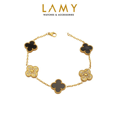 Vòng tay nam nữ LAMY Four Leaf Clover Bracelet Black 2163