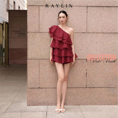 Set KAYLIN áo lệch vai phối quần tầng mây chất vải tơ gãy phong cách tiểu thư BST Tháng 11.2025  - SET94T11