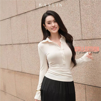 Áo thun KAYLIN cổ polo tay dài form ôm chất vải thun lạnh co giãn mát mẻ phong cách BST Tháng 11.2025 - A88T11