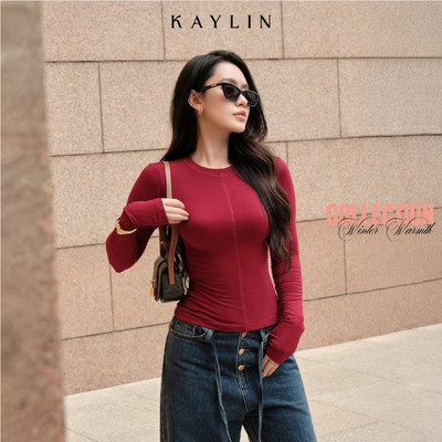Áo thun KAYLIN tay dài form basic chất vải thun cotton co giãn phong cách tối giãn BST Tháng 11.2025 - A86T11