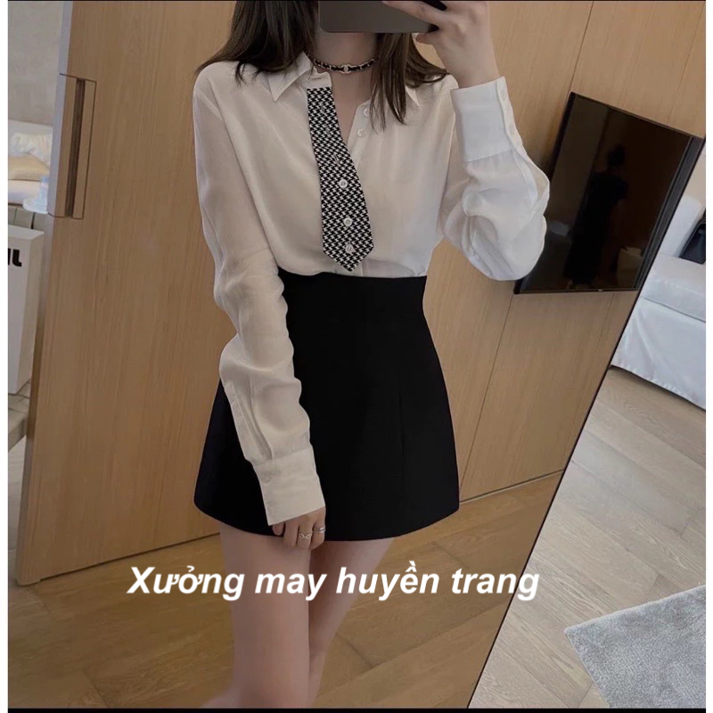 Chân váy A ngắn lưng cao dáng công sở ôm xòe - Chân váy chữ A cạp liền có quần trong M089 | BigBuy360 - bigbuy360.vn