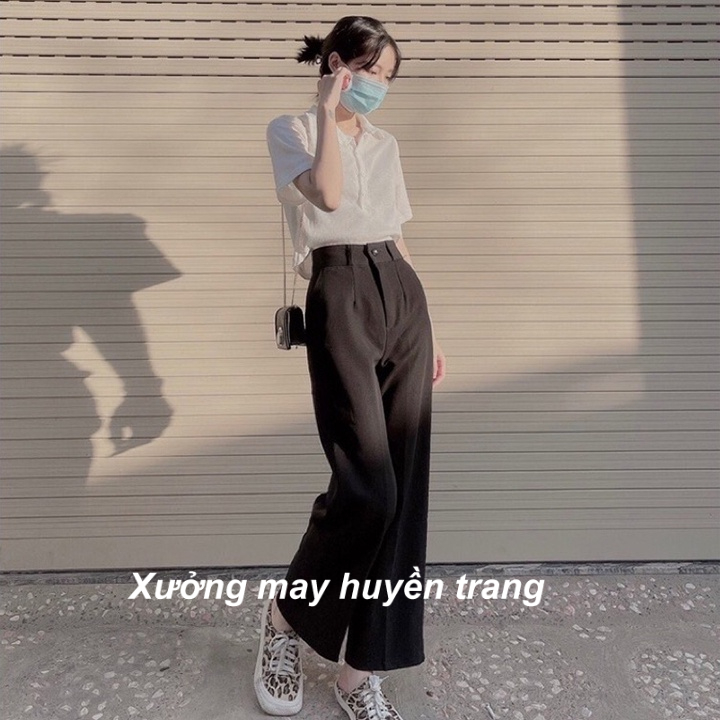 Quần Ống Rộng Nữ Lưng Cao Khóa Trước Quần Tây Nữ Ống Suông Chất Tuyết Mưa M188 | BigBuy360 - bigbuy360.vn