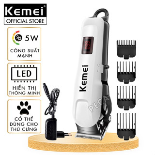Tông đơ cắt tóc không dây KEMEI KM-809A chuyên nghiệp màn hình LCD hiển thị pin, cắt được lông cho thú cưng, chó, mèo