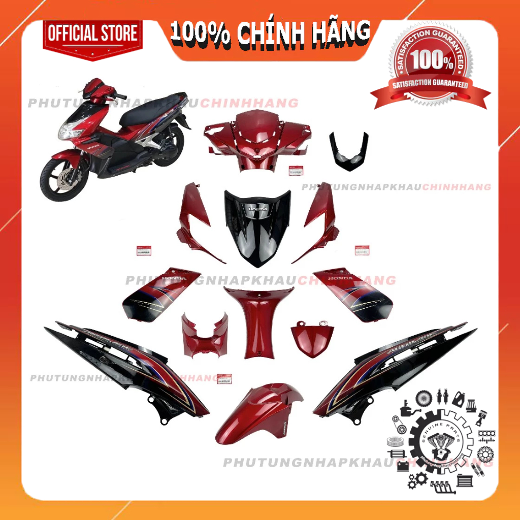 [LẺ MÓN] Dàn áo AB 110 Xăng cơ 2008 màu Đỏ Bóng, Bộ vỏ nhựa màu Air Blade 110 Chế cơ Bình xăng con