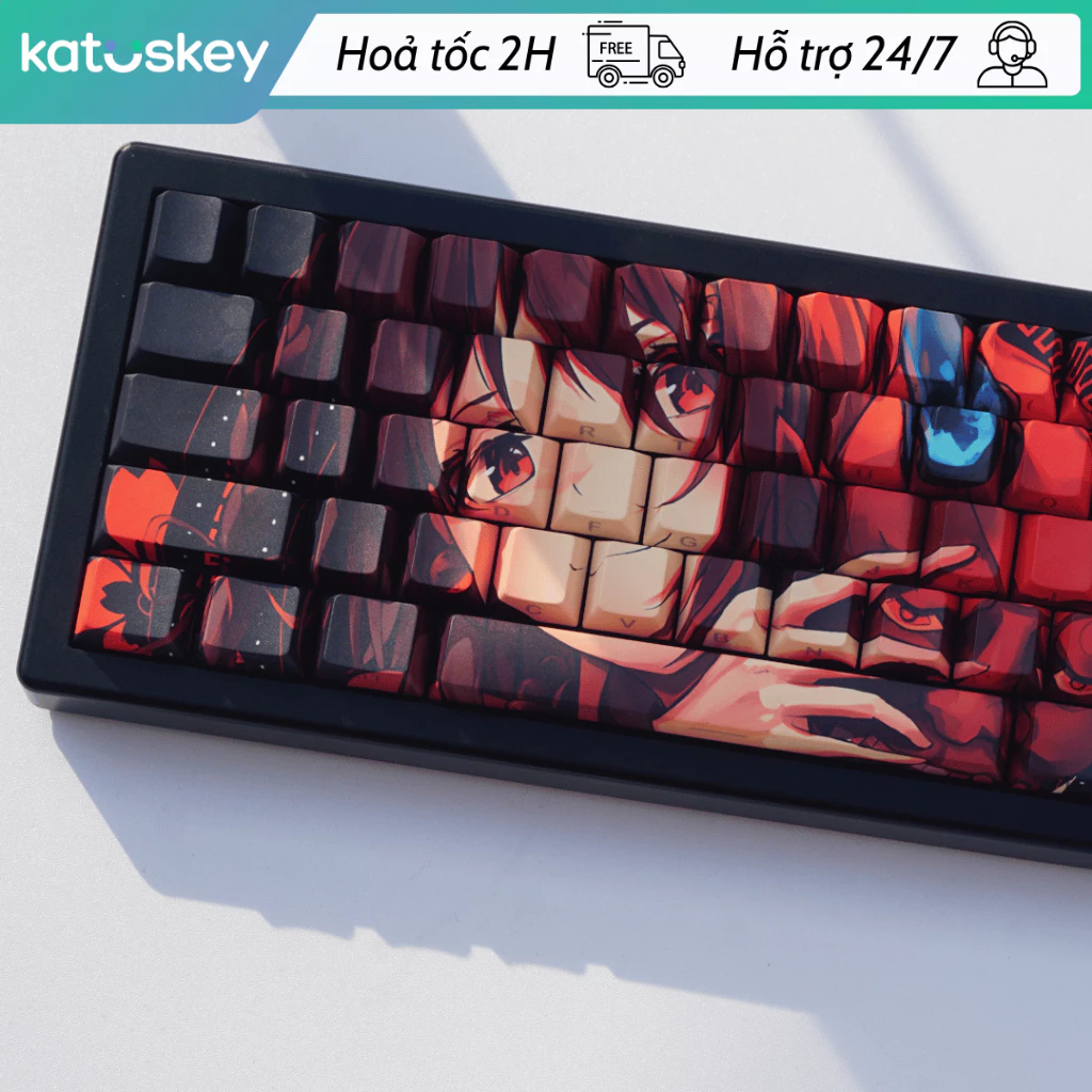 Keycap Yuki Aim Oni 2022, PBT Xuyên LED Cherry Profile, Keycap Giá Rẻ Rapid Trigger, Fullsize TKL
