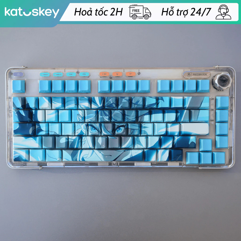 Keycap Jett Valorant, PBT Xuyên LED,Cherry Profile, Keycap Giá Rẻ cho Rapid Trigger, Fullsize TKL