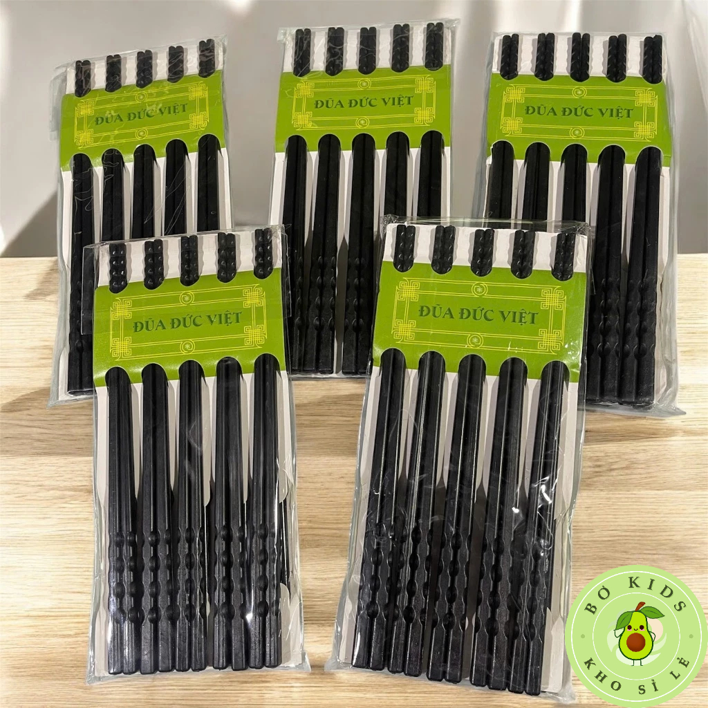 Sỉ 50 - 100 Đôi Đũa Nhựa Phíp Đen, Đũa Nhựa Đức Việt Hàng Loại 1.Đũa nhựa xoắn 2 Đầu Chống Trượt